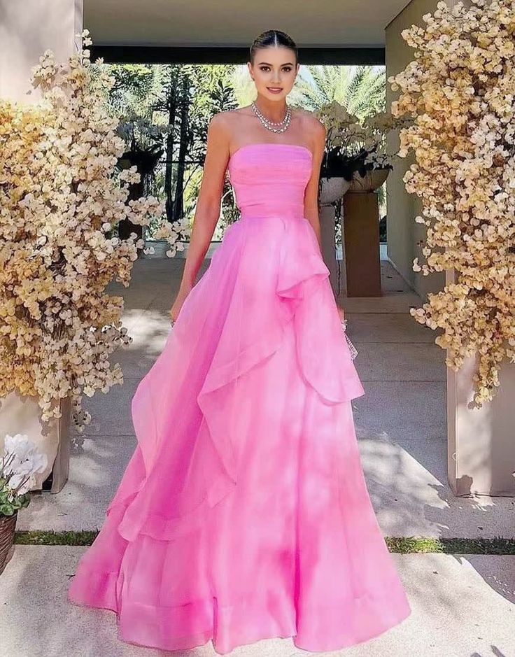 simple pink prom dress,modest evening dresses - Fashionpara