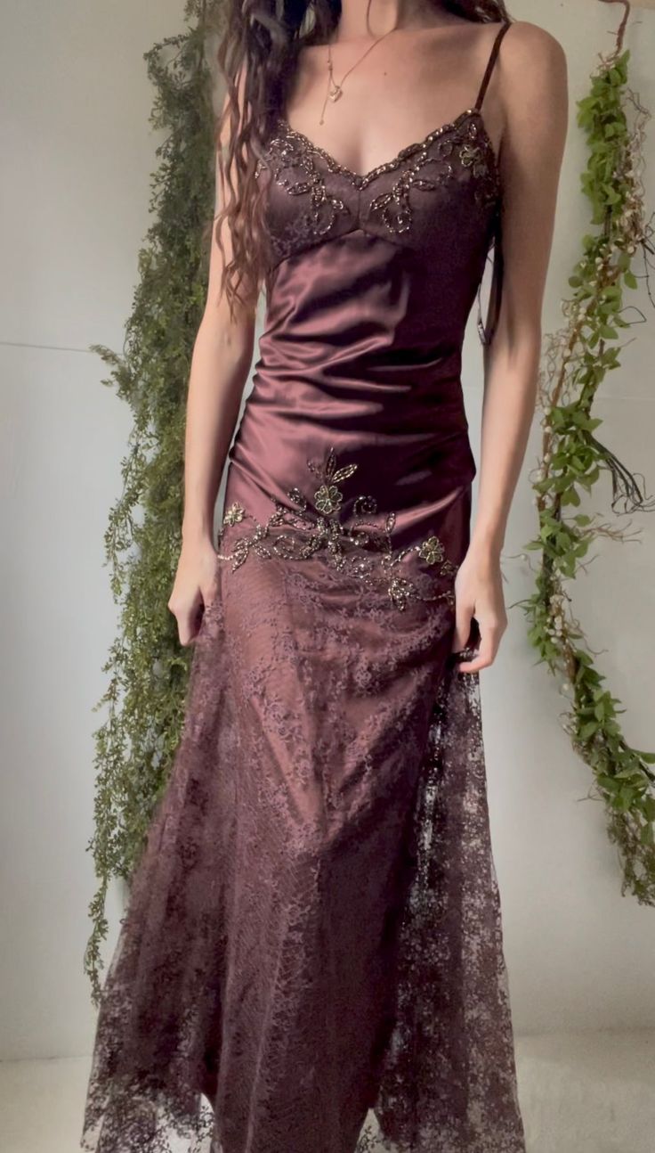 Vintage purple dress with flower accents Formal Evening Dress - Fashionpara