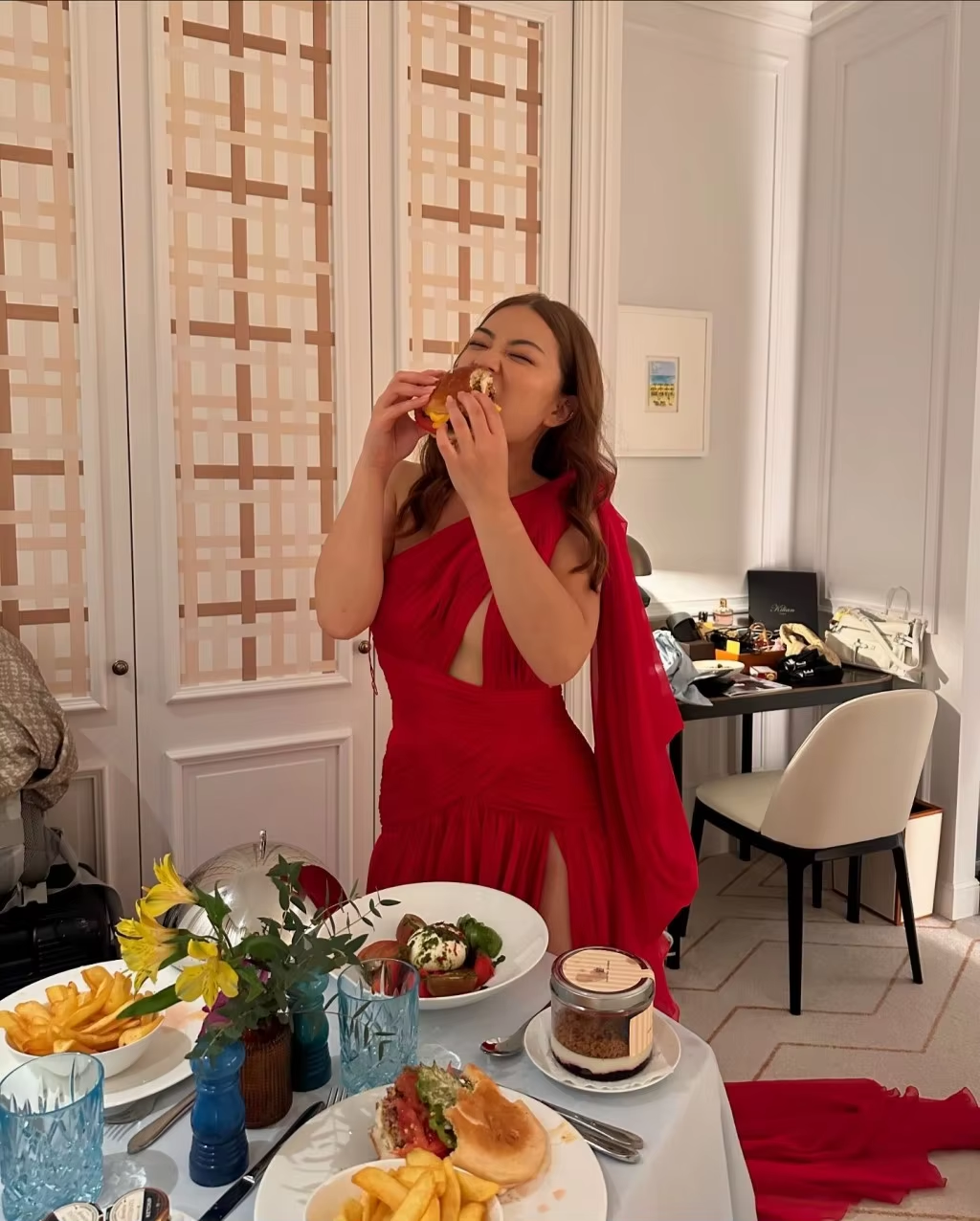 Red Evening Dress, Side Slit Party Dress For Women - Fashionpara