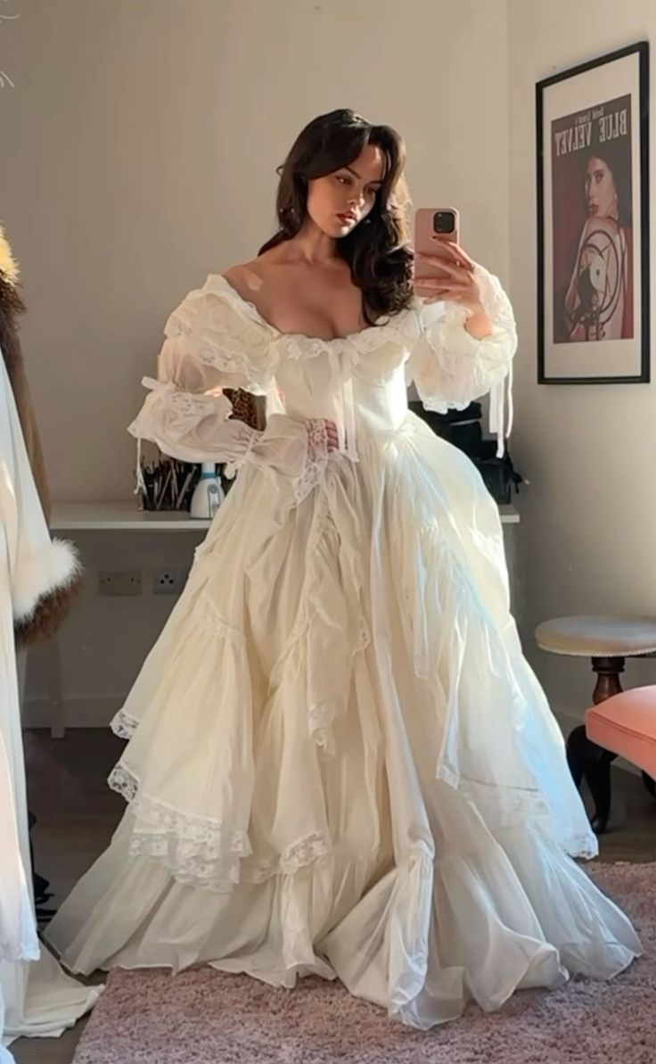 A Line Long Sleeves Off Shoulder Long Wedding Dresses Evening Gown