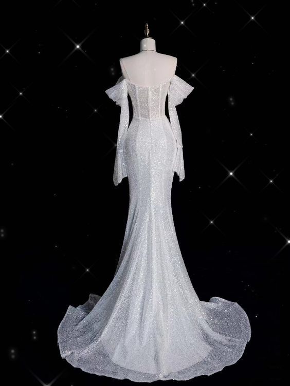 Glitter Corset Sequins Wedding Dress Mermaid Prom Dress