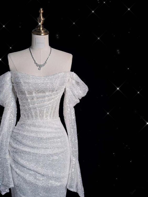 Glitter Corset Sequins Wedding Dress Mermaid Prom Dress