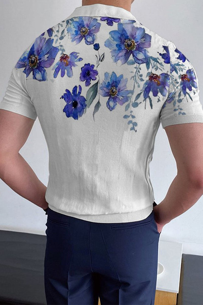 Men's Round Neck Printed Short Sleeve Polo T-Shirt Fashionpara