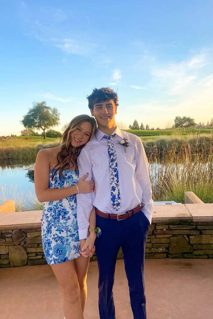 Short Blue Bodycon Homecoming Dress, Cute Party Dress - Fashionpara