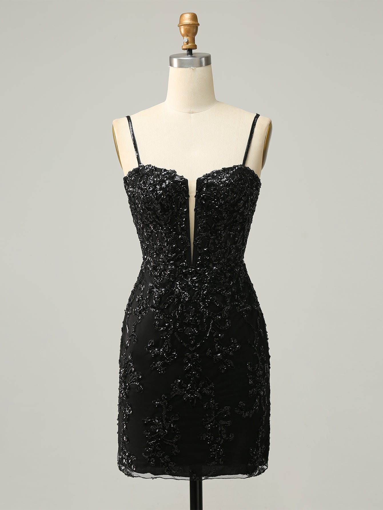 Bodycon Black Sequins Short Homecoming Dress - Fashionpara