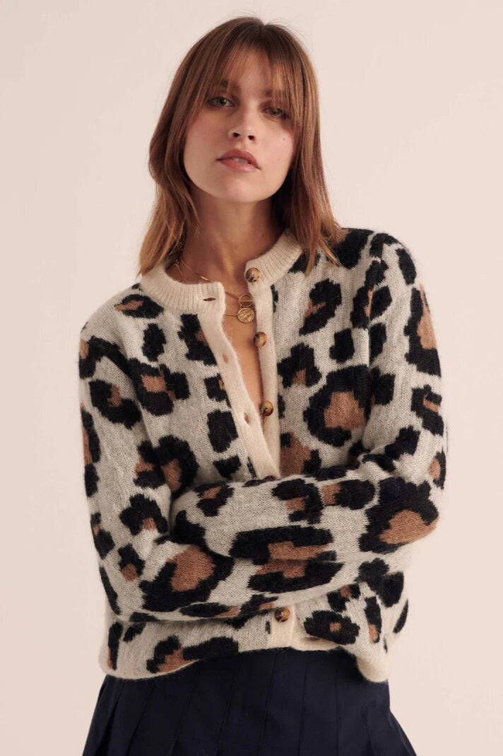 Colorblock Leopard Print Cardigan for Stylish Layering