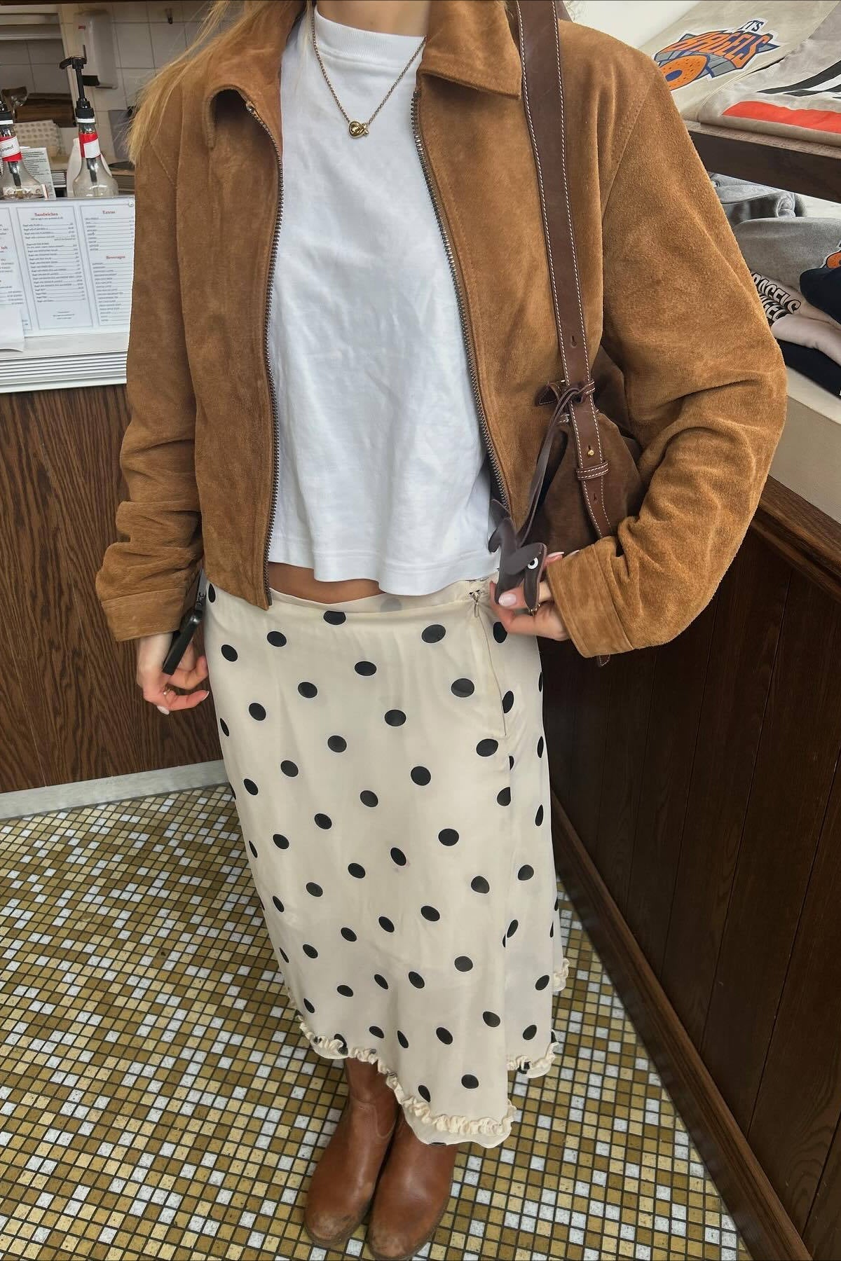 Polka Dot Satin High-Waisted A-Line Skirt - Fashionpara