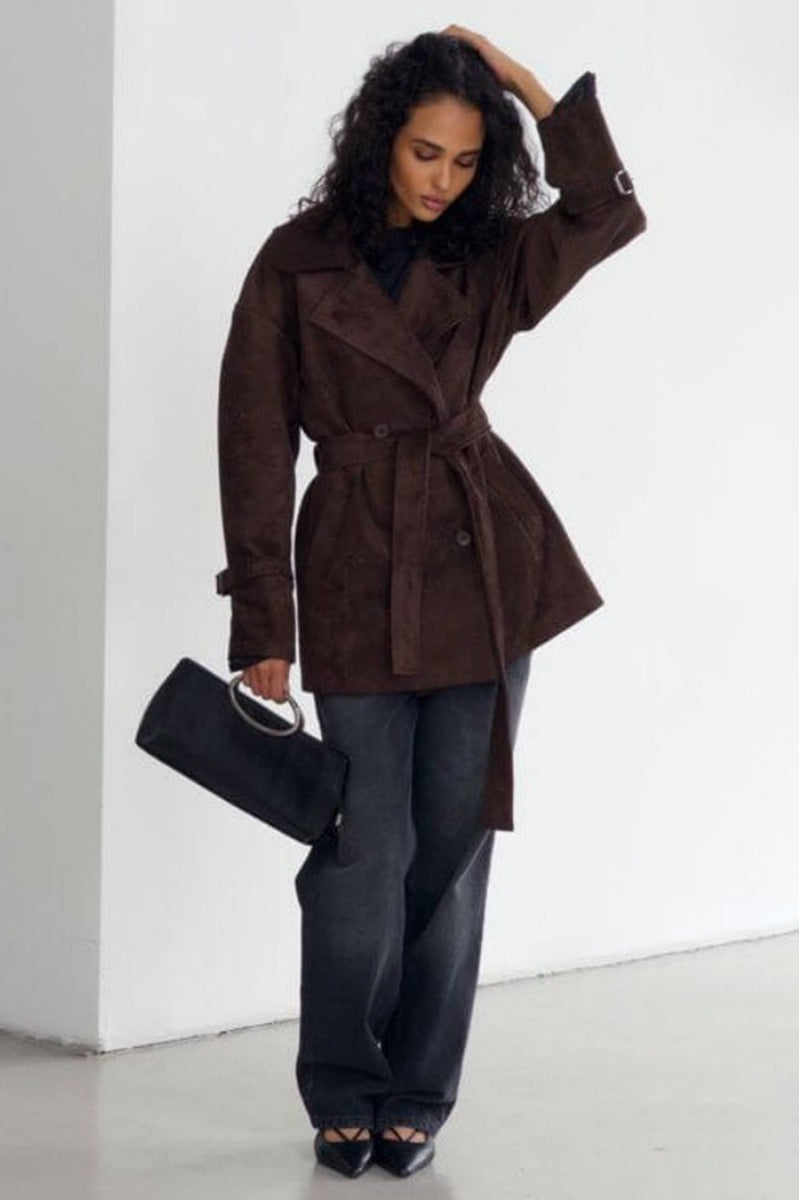 Vintage Suede Tie Waist Jacket for Timeless Style and Comfort