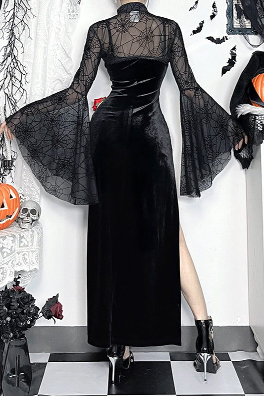 Sheer Spiderweb Gothic Dress