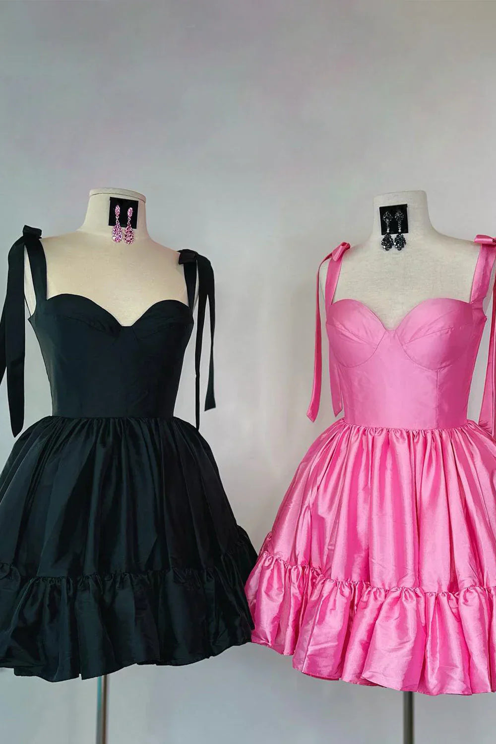 Princess A Line Tie Straps Zipper Back Short Homecoming Party Dress