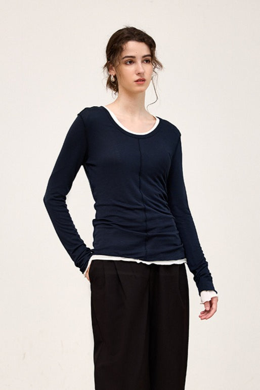 Tencel Wool Blend Round Neck Knit Top 11