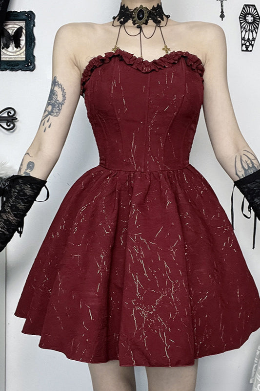 Bustier Waist Jacquard Mini Dress