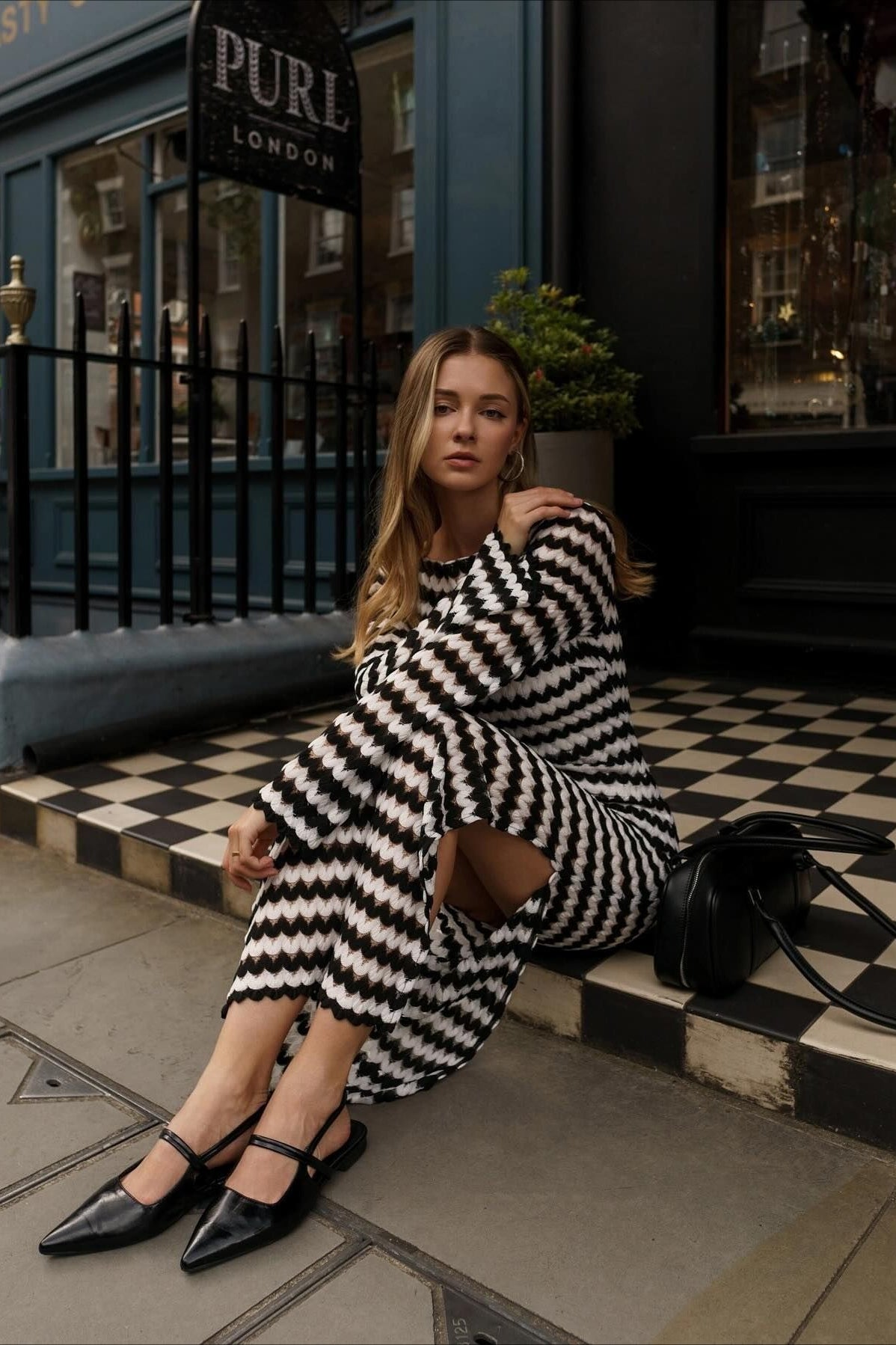 Chevron Knit Boat Neck Long Sleeve Bodycon Maxi Dress 5