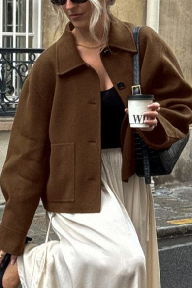 Retro Wool Blend Notch Lapel Casual Coat