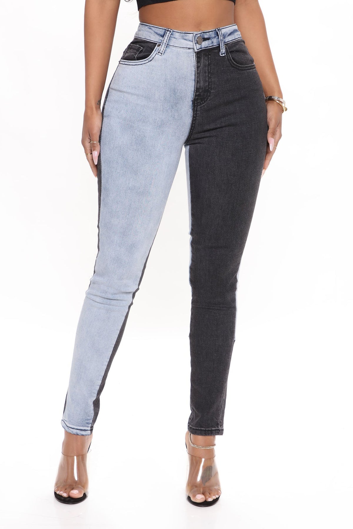KittenAlarm - A Double Life Two Tone Skinny Jeans - Blue/combo