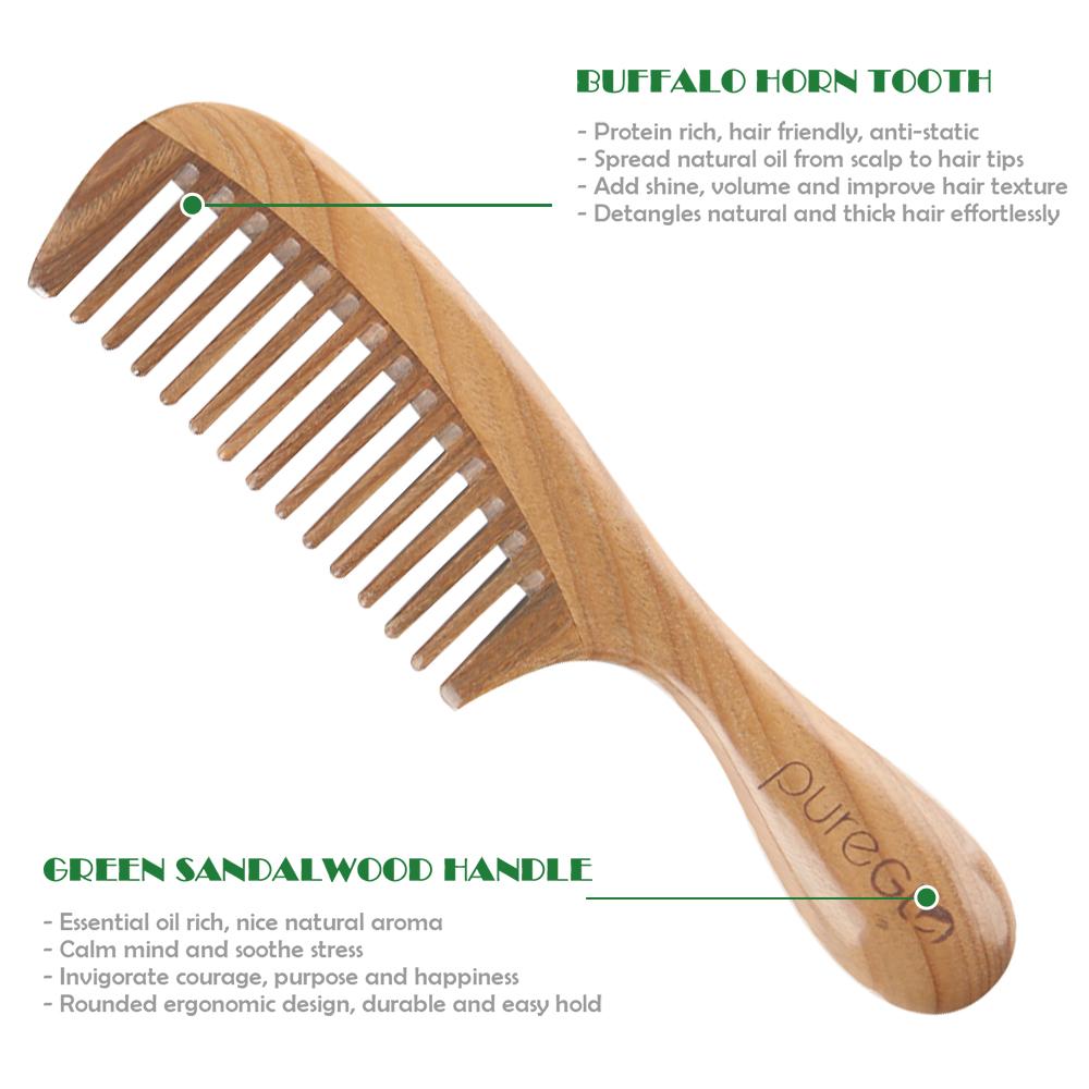 Natural Wooden Wide & Fine Tooth Comb Set