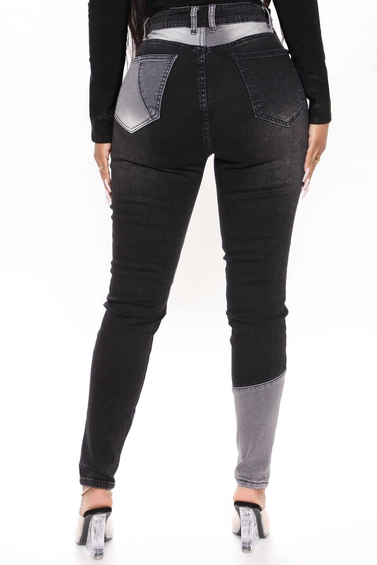 KittenAlarm - All Fixed Up Patchwork Skinny Jeans - Black/combo