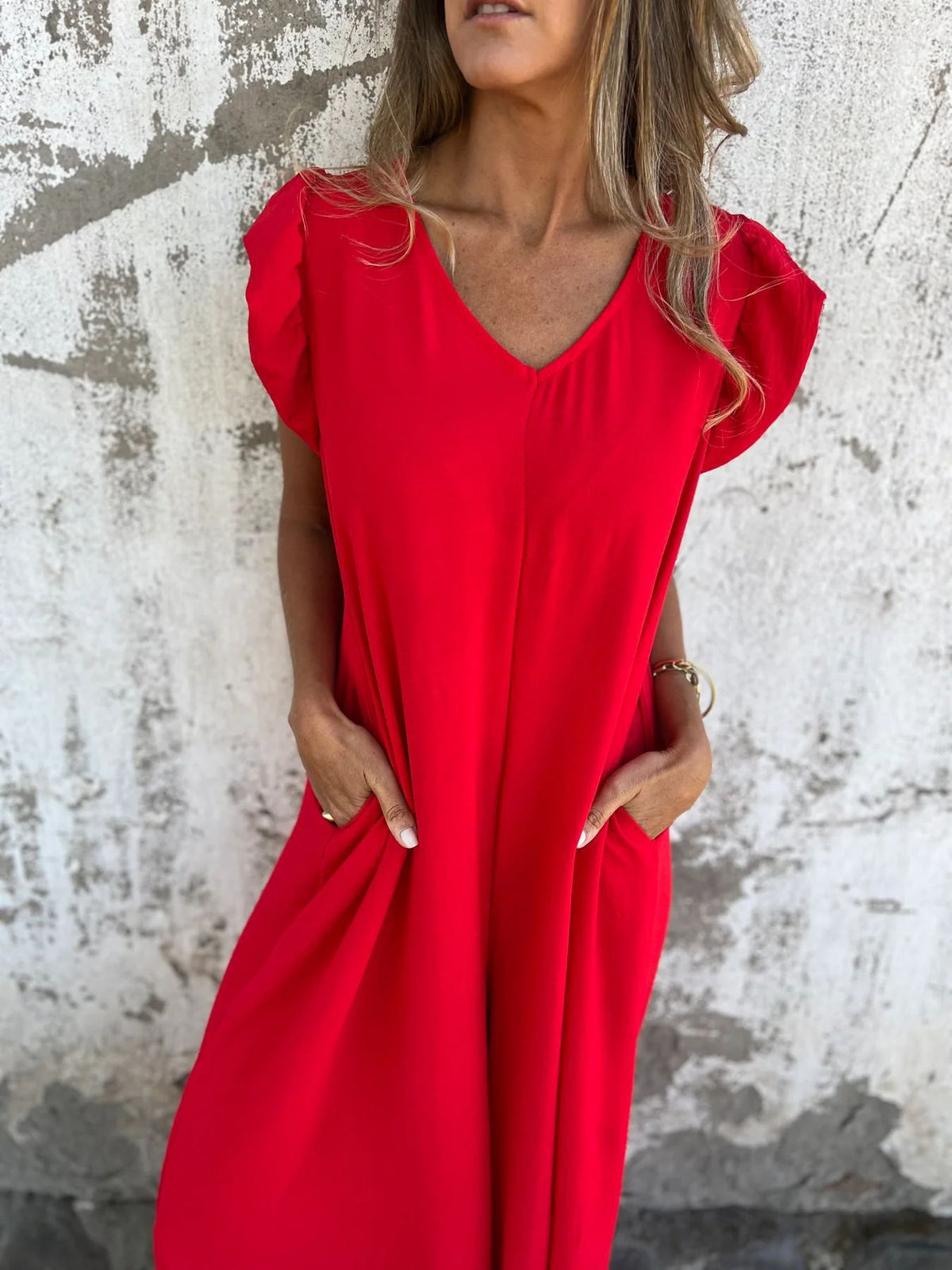 Leopard Print V-Neck Ruffle Sleeve Pocket Maxi Dress 14