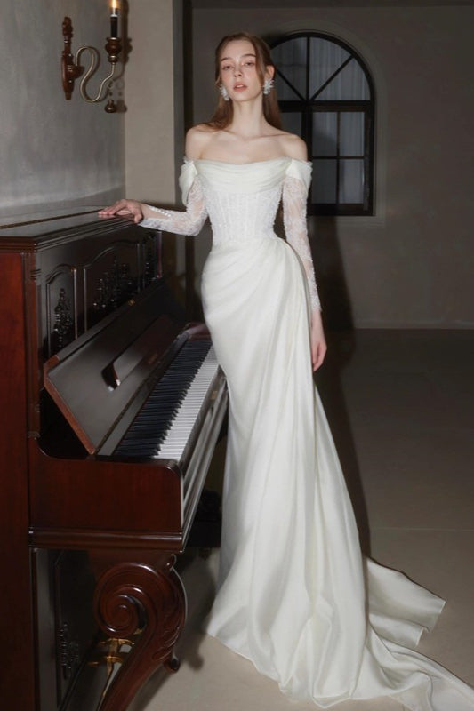 Off Shoulder Lace Wedding Dress