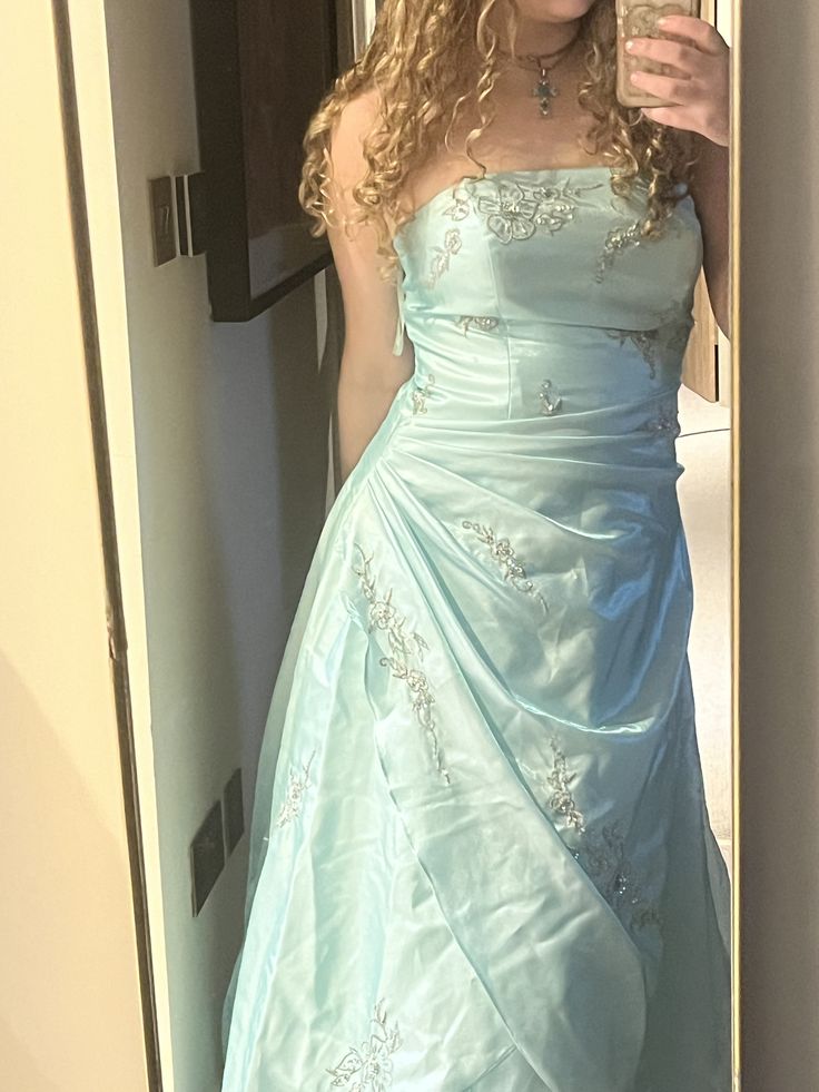Light Blue Vintage Prom Party Dress Graduation Dress Evening Dress - Fashionpara