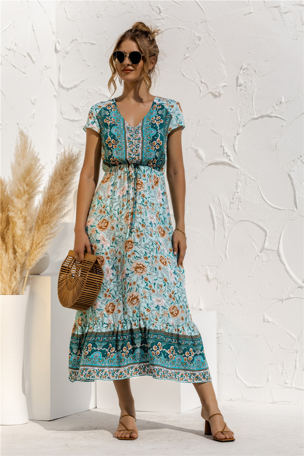 Floral Patchwork Long Dress - Fashionpara
