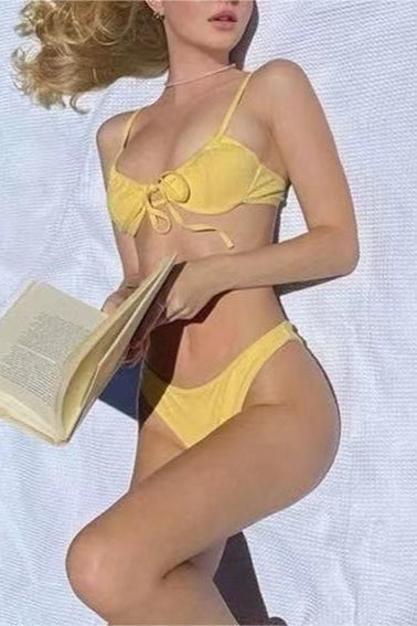 Solid Tie Triangle Bikini Set