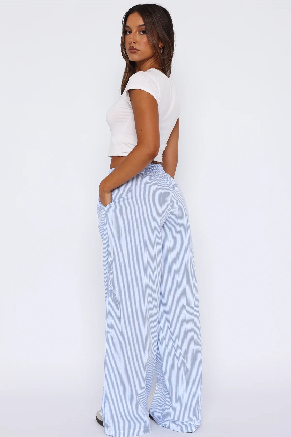 Striped Stretch Denim Jeans
