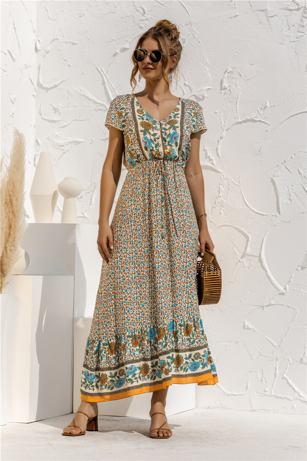 Floral Patchwork Long Dress