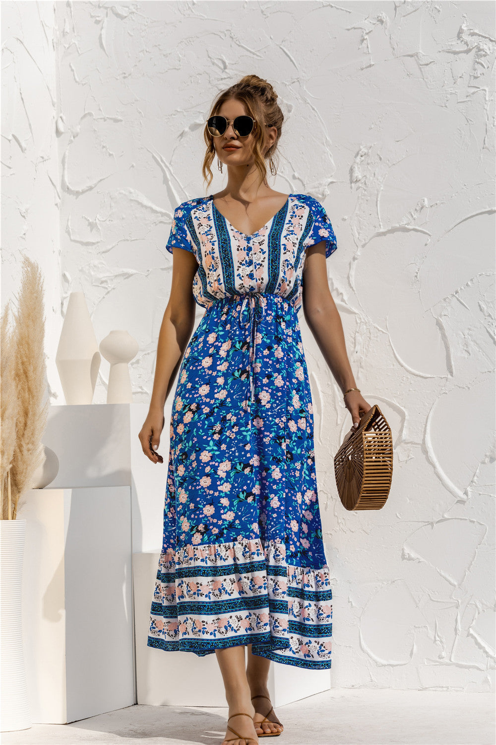 Floral Patchwork Long Dress - Fashionpara