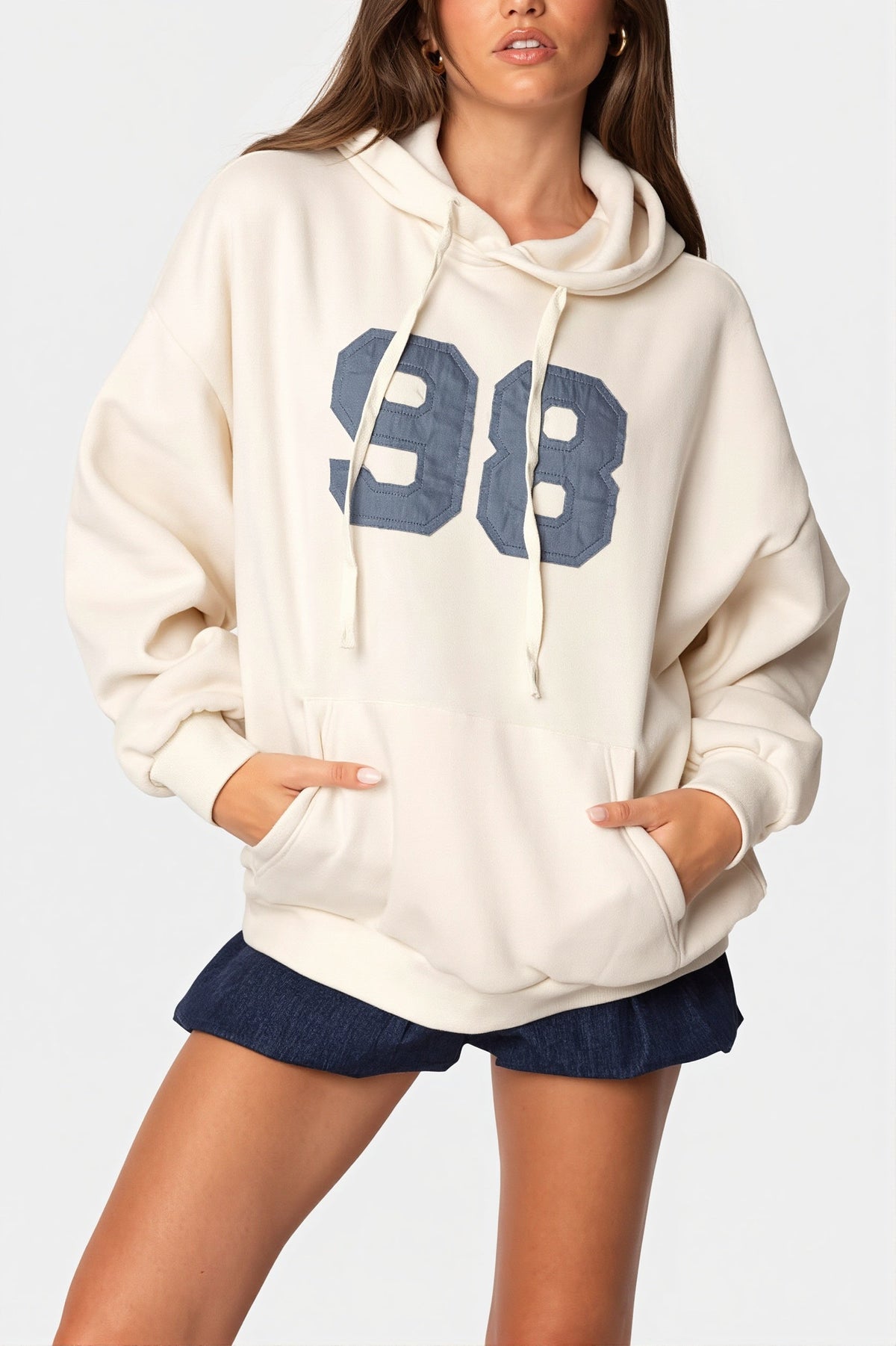 Number Graphic Oversized Pullover Hoodie 4