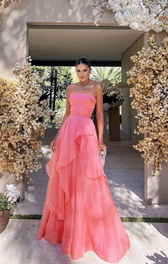 simple pink prom dress,modest evening dresses - Fashionpara