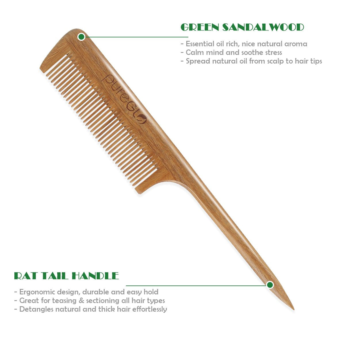 Anti-static Wooden Teasing Hair Comb