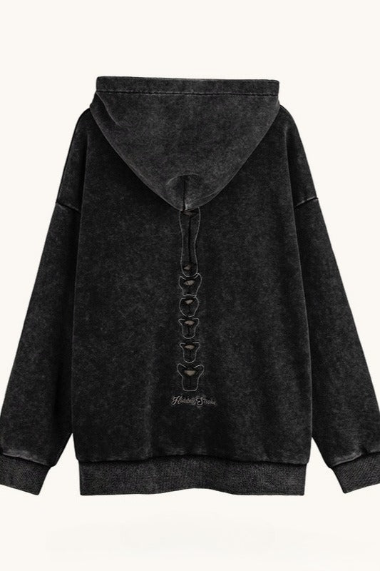 Skull Print Hooded Hoodie - Fashionpara