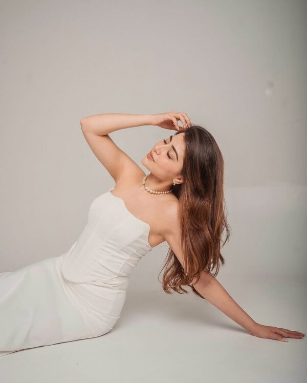 Strapless Ruched Draped Satin Column Maxi Dress 2