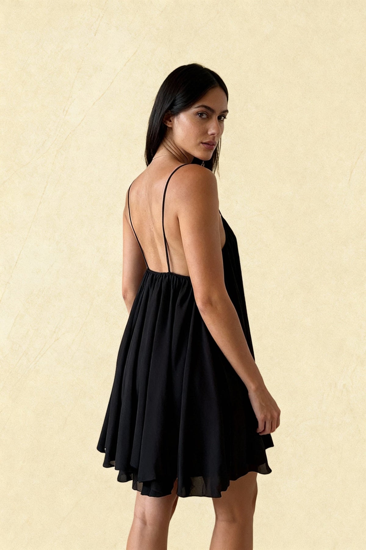 V-Neck Spaghetti Strap Flowy Babydoll Mini Dress