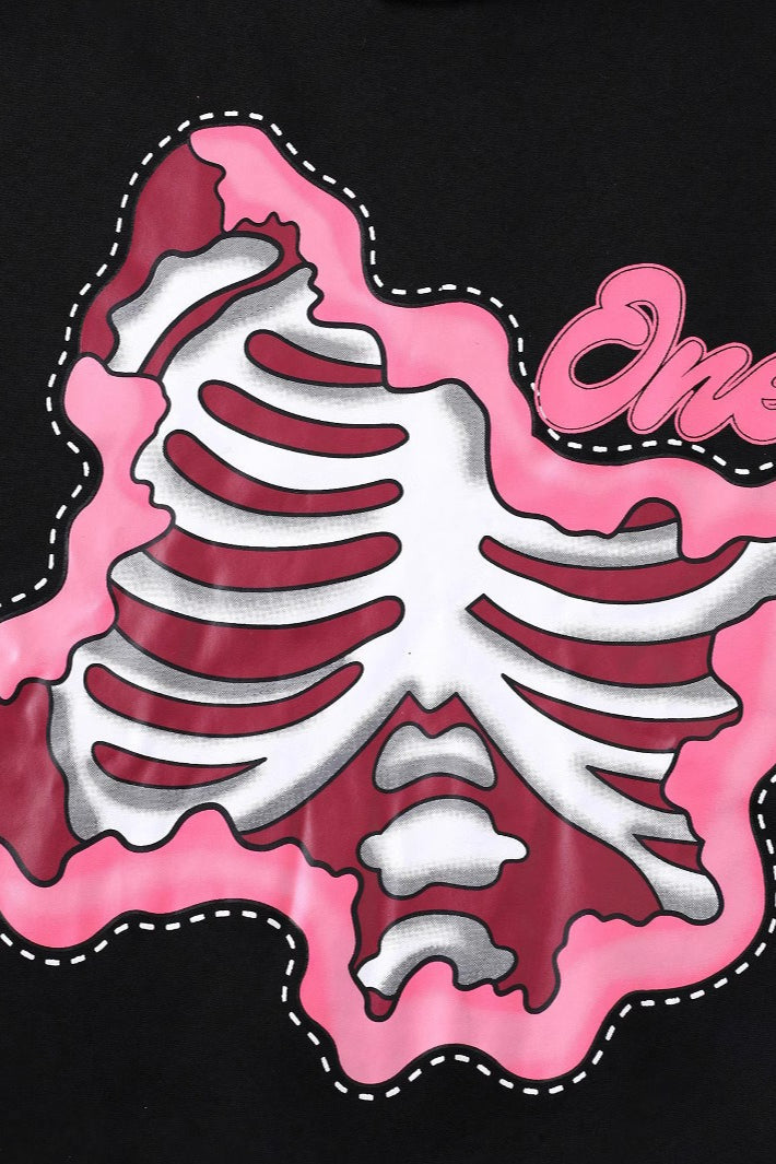 Pink Ribcage Graphic Pullover Hoodie