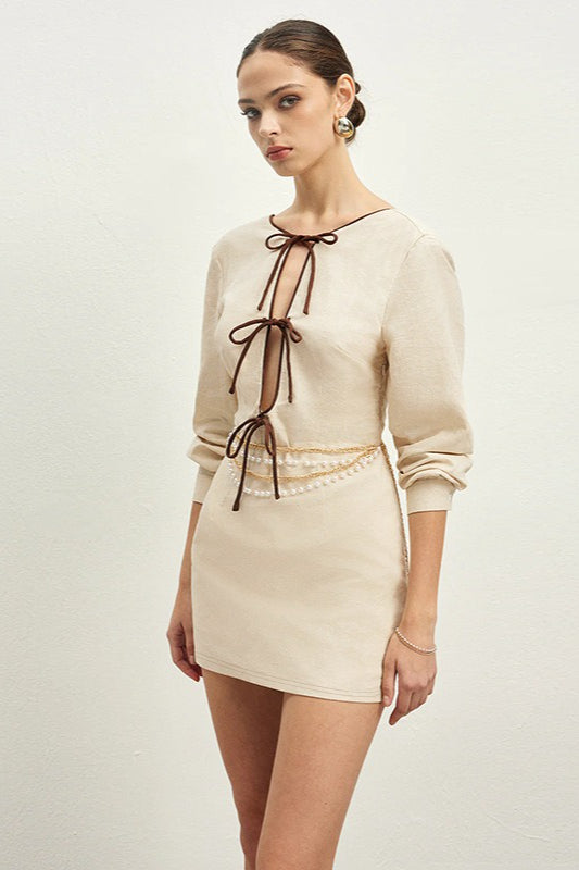 Lace-Up Cutout Back Mini Dress
