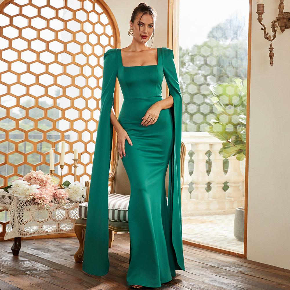 Pure Elegance Draping Sleeves Bodycon Dress - Fashionpara