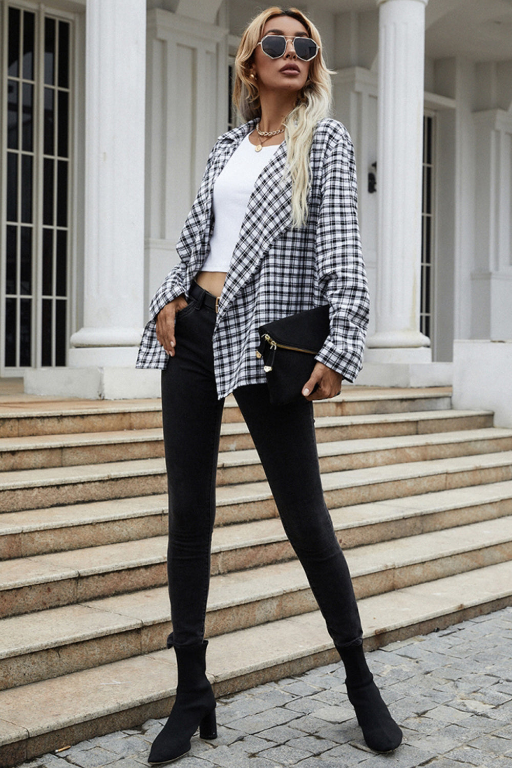 Loose Plaid Blazer