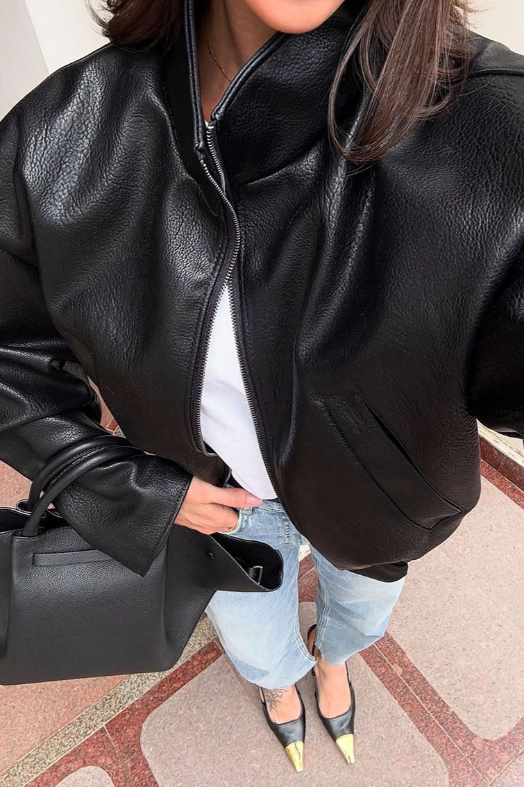 Black PU Leather Jacket 4