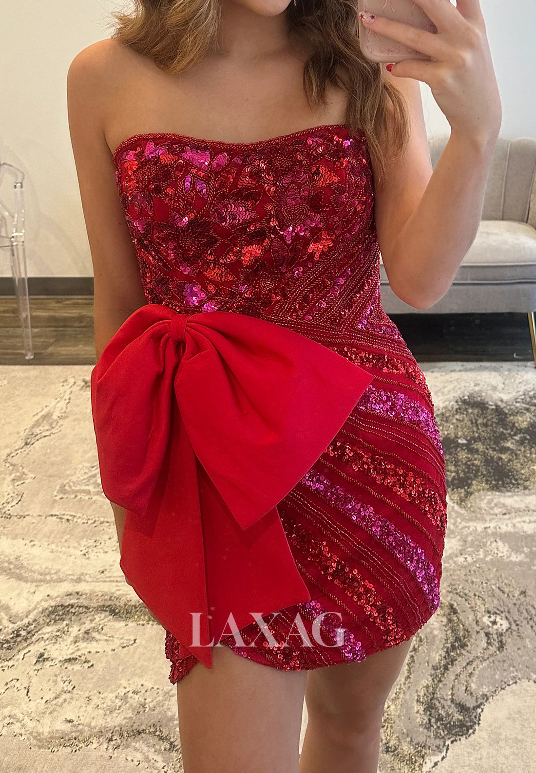 Sweetheart Off-Shoulder Sleeveless Fully Sequined Mermaid Party Homecoming Dress with Bow