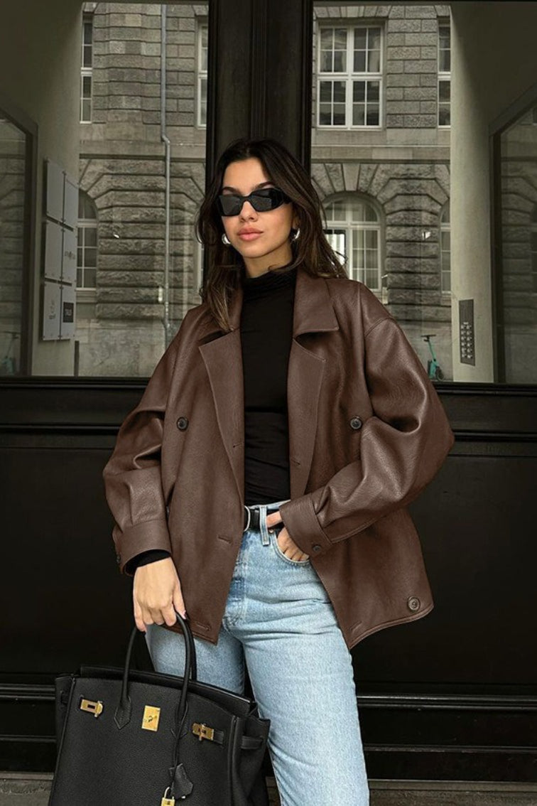 Vintage Relaxed Leather Coat