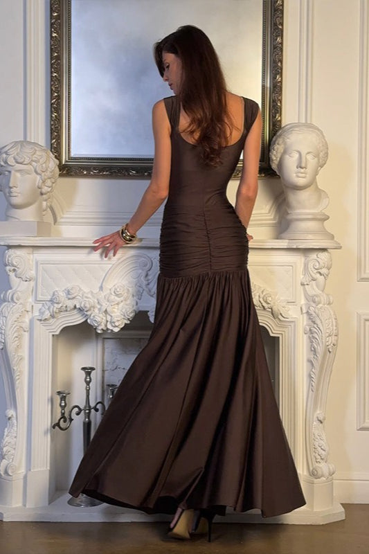 Satin Sweetheart Ruched High Split Mermaid Gown