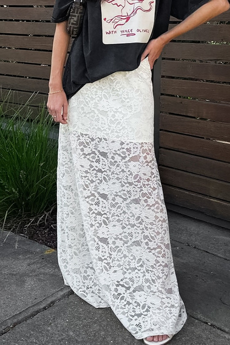 Sheer Lace Maxi Skirt