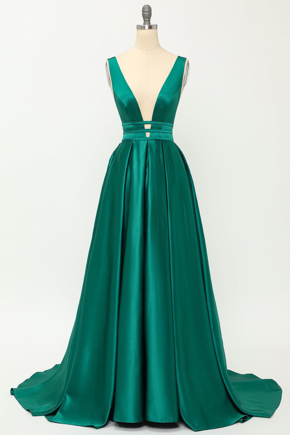 Blush Satin Long Prom Dress - Fashionpara