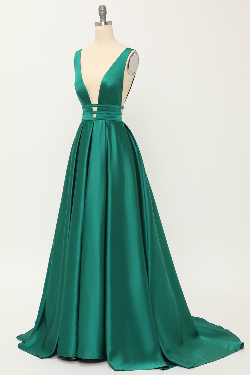 Blush Satin Long Prom Dress - Fashionpara