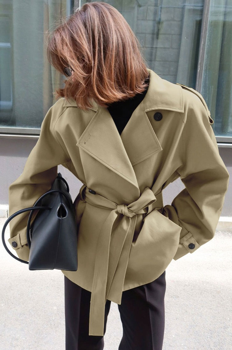 Belted Collared Loose Fit Jacket 2