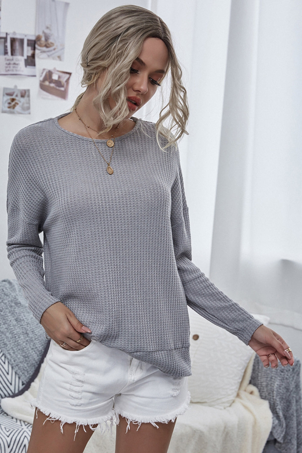RadyRin Round Neck Open Back Sweater for Effortless Style