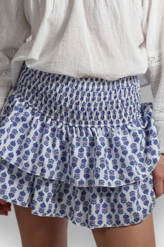 Indie Graphic Ruffle Pleated Skirt