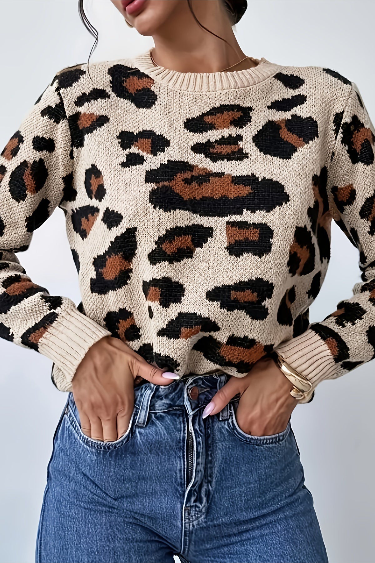 PrincessAce Leopard Knit Sweater for Effortless Style